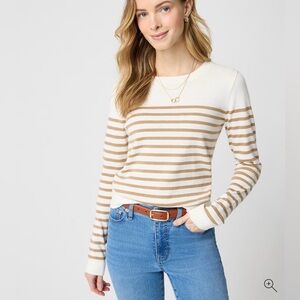 J. Crew Cotton Teddie Sweater Crewneck
Off White Tan Stripes Sz M